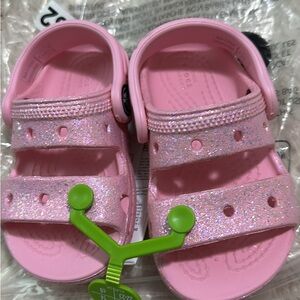 CROCS Kids Sparkly Pink Sandals